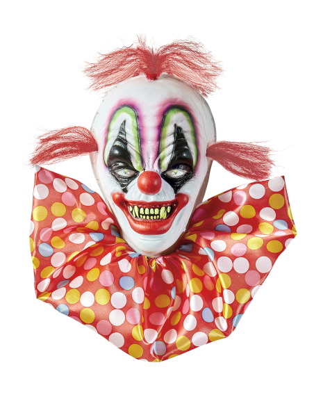 Décoration Halloween tête de clown horrible avec yeux LED