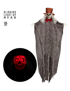 Décoration Halloween squelette de marié 105 cm avec tête lumineuse