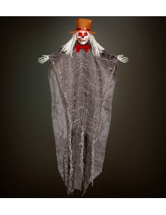 Décoration Halloween squelette de marié 105 cm avec tête lumineuse 2