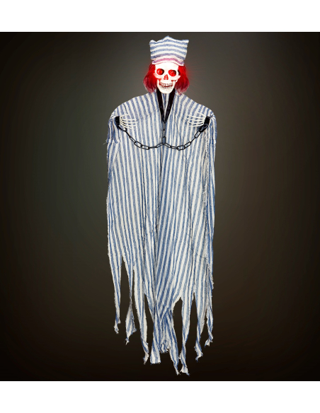 Décoration Halloween à Suspendre Squelette Prisonnier Lumineux 120 cm