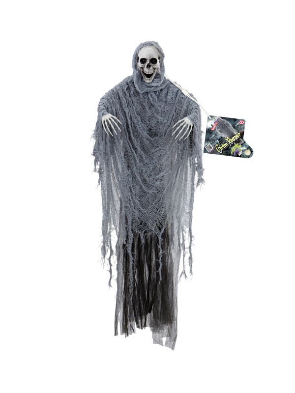 Décoration Halloween : Faucheur Animé 100 cm avec Tête Tournante