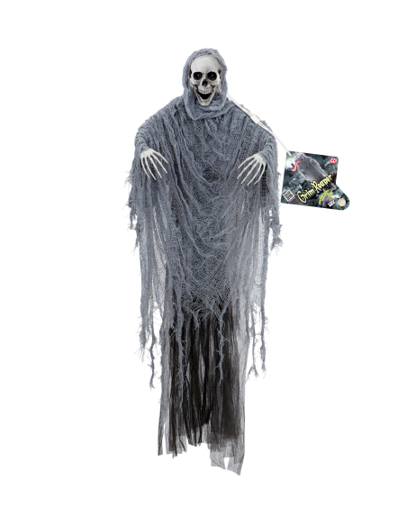 Décoration Halloween : Faucheur Animé 100 cm avec Tête Tournante