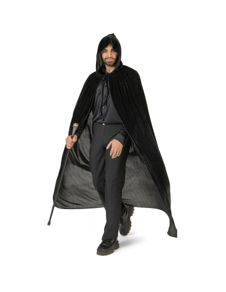 Cape Velours Noire avec Capuche – Parfaite pour Halloween, Carnaval et Soirées Costumées