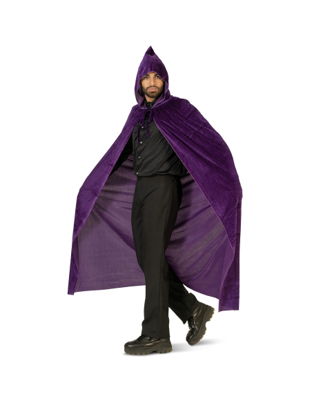 Cape Velours Violette Adulte avec Capuche – Un Accessoire Mystérieux pour Halloween et Carnaval