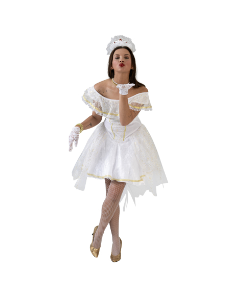 Robe de Mariée Blanche avec Détails Dorés - Halloween et Cosplay