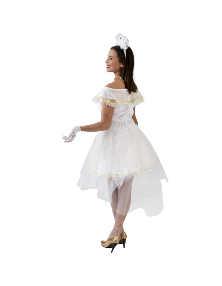 Robe de Mariée Blanche avec Détails Dorés - Halloween et Cosplay
