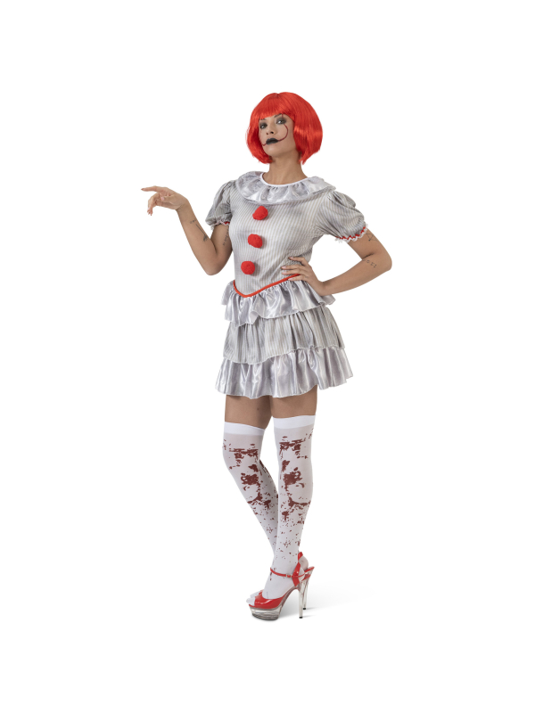 Déguisement Clown Vintage Femme Halloween – Incarnez Pennywise, Grippe-Sou