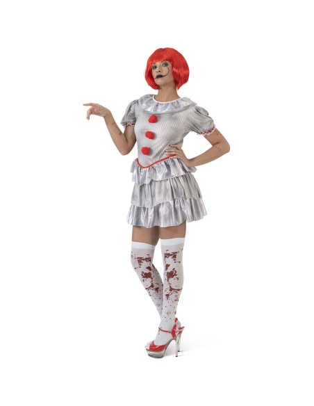 Déguisement Clown Vintage Femme Halloween – Incarnez Pennywise, Grippe-Sou