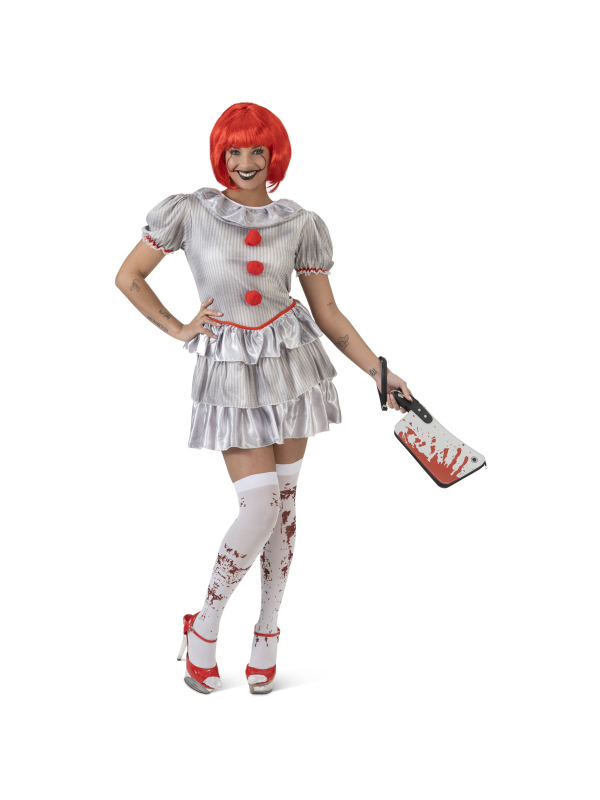 Déguisement Clown Vintage Femme Halloween – Incarnez Pennywise, Grippe-Sou