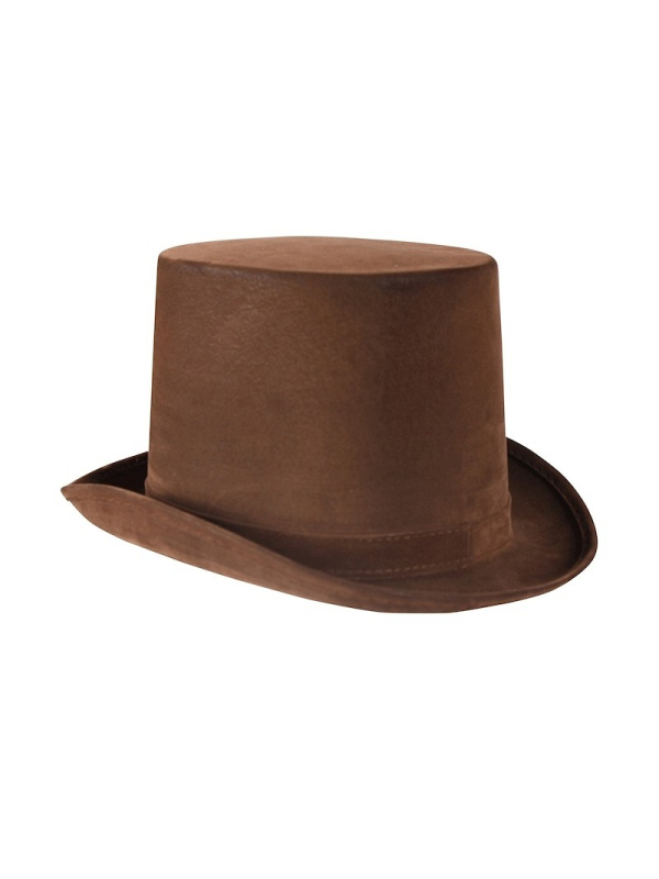 Chapeau Haut de forme Marron Aspect Daim pour Adulte - Élégance et Style