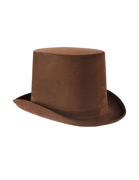 Chapeau Haut de forme Marron Aspect Daim pour Adulte - Élégance et Style