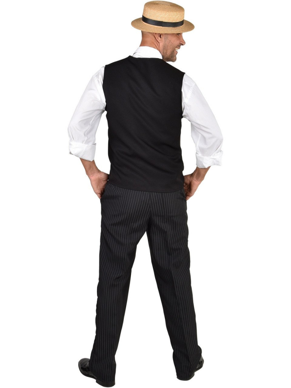 Gilet Rayé Noir et Blanc pour Homme – Style Vintage Belle Époque