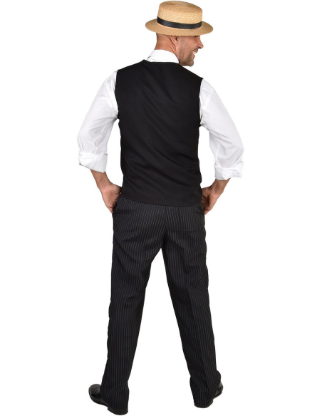Gilet Rayé Noir et Blanc pour Homme – Style Vintage Belle Époque