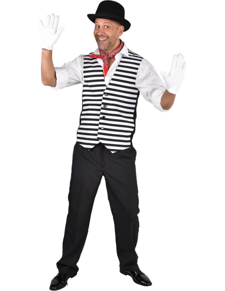 Gilet Rayé Noir et Blanc pour Homme – Style Vintage Belle Époque