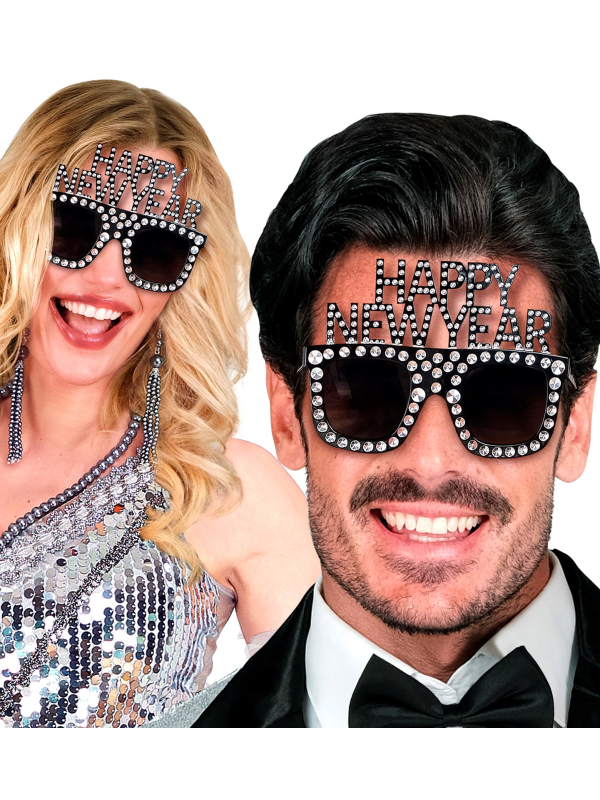 Lunettes de Nouvel An Festives avec Strass - Happy New Year