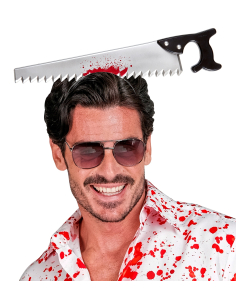 Serre-tête Scie à travers la tête : Accessoire Halloween Effrayant et Réaliste