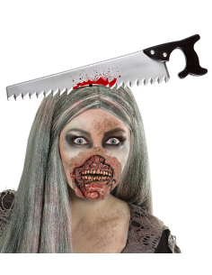 Serre-tête Scie à travers la tête : Accessoire Halloween Effrayant et Réaliste 2