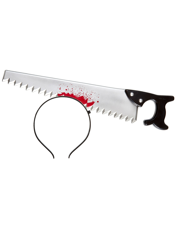 Serre-tête Scie à travers la tête : Accessoire Halloween Effrayant et Réaliste