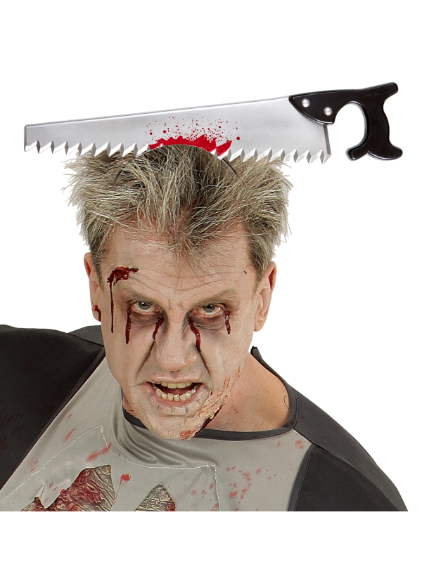 Serre-tête Scie à travers la tête : Accessoire Halloween Effrayant et Réaliste