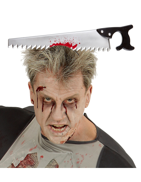 Serre-tête Scie à travers la tête : Accessoire Halloween Effrayant et Réaliste
