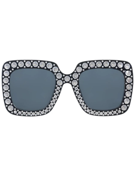 Lunettes Disco noires avec strass argentés : Brillez sur la piste de danse