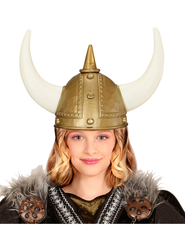 Casque de Viking Doré pour Enfant avec Cornes - Déguisement Idéal pour Vikings, Celtiques et Gaulois