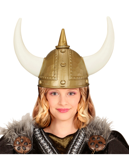 Casque de Viking Doré pour Enfant avec Cornes - Déguisement Idéal pour Vikings, Celtiques et Gaulois