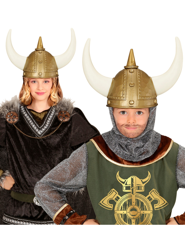Casque de Viking Doré pour Enfant avec Cornes - Déguisement Idéal pour Vikings, Celtiques et Gaulois