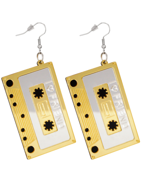 Boucles d'oreilles forme cassette audio – L'accessoire rétro et fun des années 80
