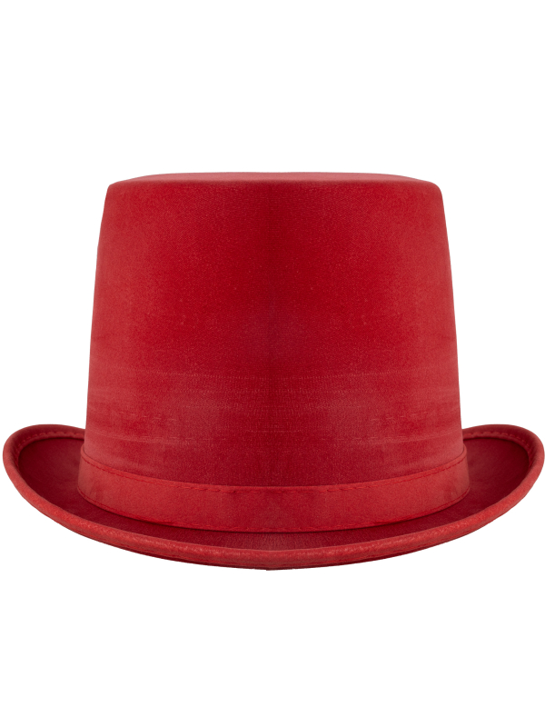 Chapeau Haut de forme rouge pour adulte aspect cuir - Taille 60 cm