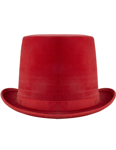 Chapeau Haut de forme rouge pour adulte aspect cuir - Taille 60 cm