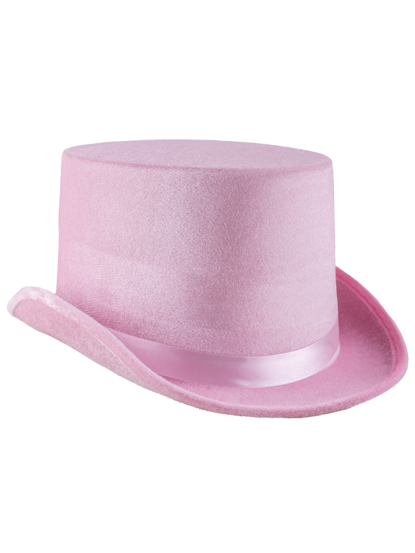 Chapeau Haut de Forme Rose avec Ruban – Taille 60 cm en Polyeste