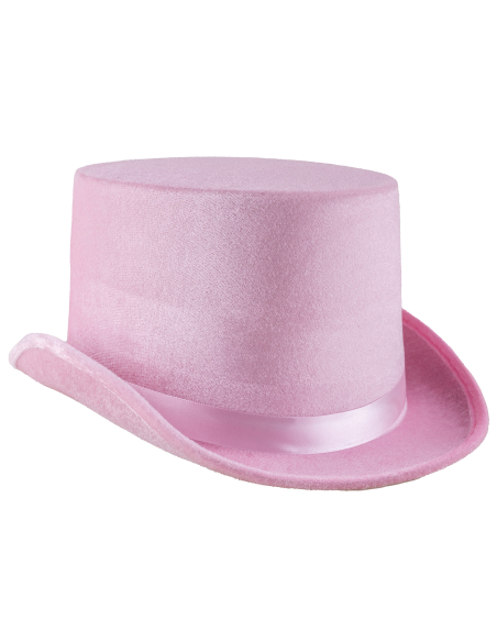Chapeau Haut de Forme Rose avec Ruban – Taille 60 cm en Polyeste
