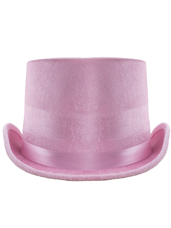 Chapeau Haut de Forme Rose avec Ruban – Taille 60 cm en Polyester