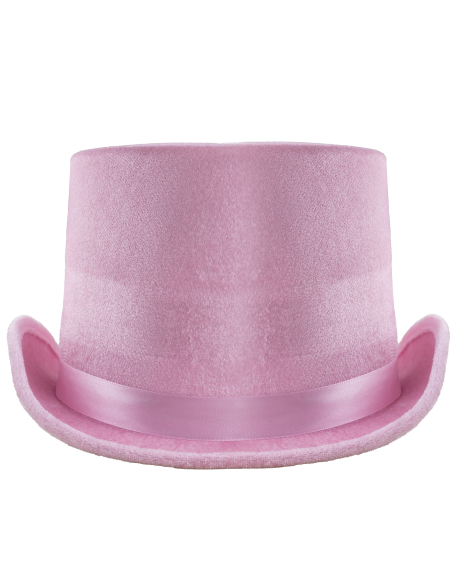 Chapeau Haut de Forme Rose avec Ruban – Taille 60 cm en Polyester