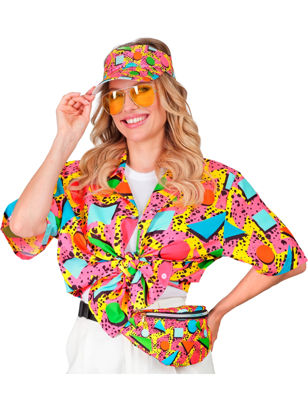 Set Accessoires Années 80 – Visière et Sac Banane Fluo Rose