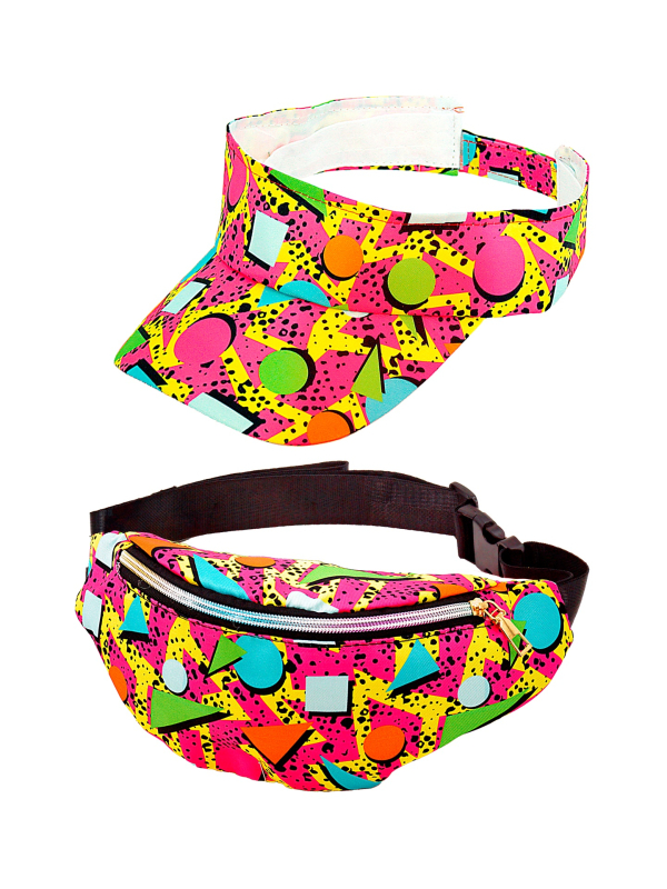 Set Accessoires Années 80 – Visière et Sac Banane Fluo Rose