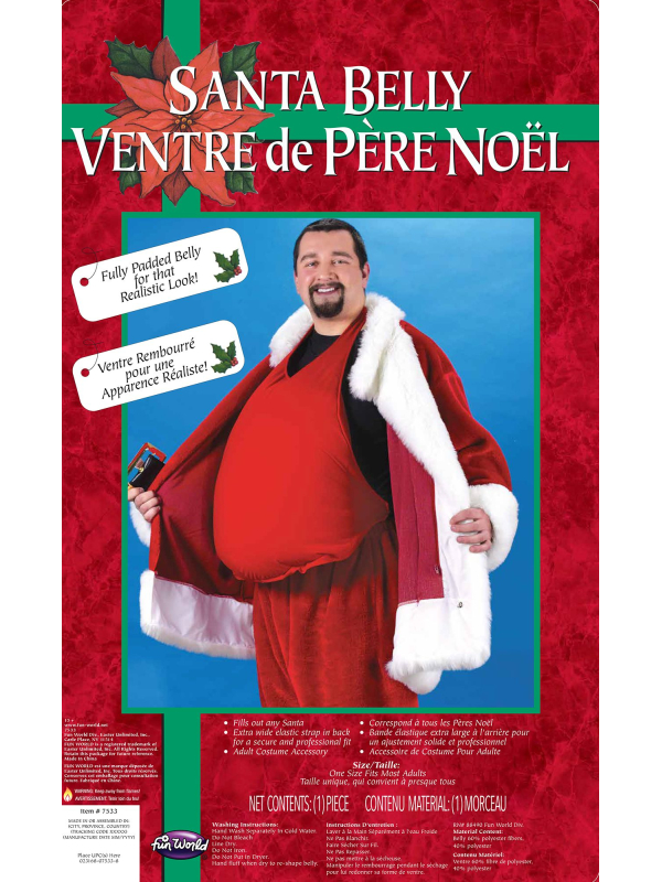 Faux ventre rembourré de Père Noël Fun World : l’accessoire incontournable pour un costume réaliste et amusant !