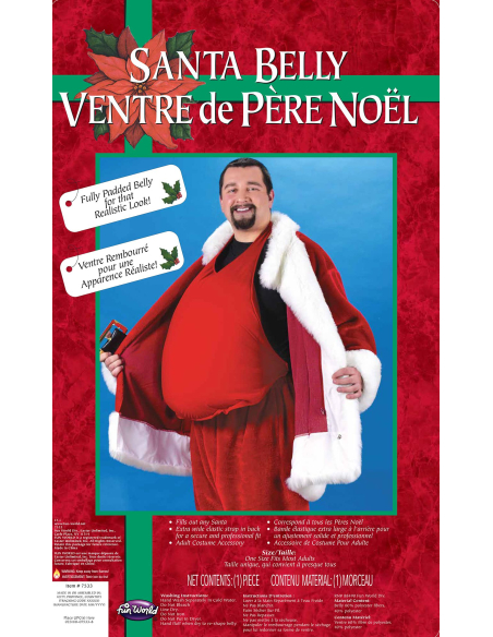 Faux ventre rembourré de Père Noël Fun World : l’accessoire incontournable pour un costume réaliste et amusant !