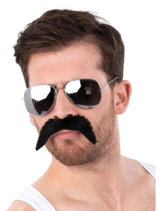 Kit Accessoires Années 80 pour Homme – Lunettes Aviateur et Moustache Autocollante