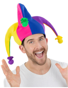 Chapeau de Bouffon Arc-en-Ciel Fluo Taille Unique pour Adulte