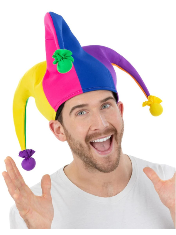 Chapeau de Bouffon Arc-en-Ciel Fluo Taille Unique pour Adulte