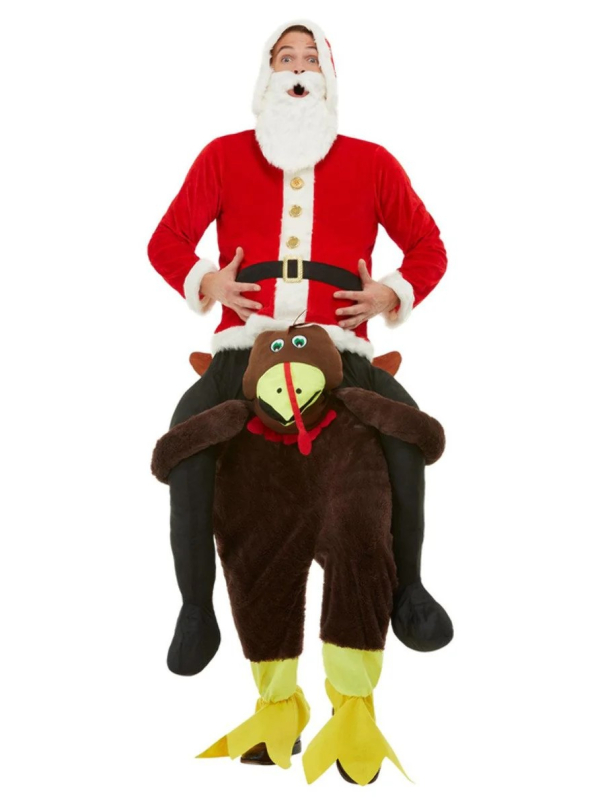 Déguisement Porté Père Noël à dos de Dinde Homme (combinaison)