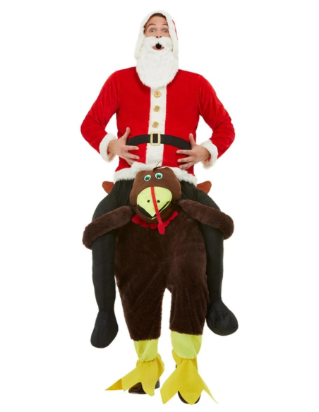 Déguisement Porté Père Noël à dos de Dinde Homme (combinaison)