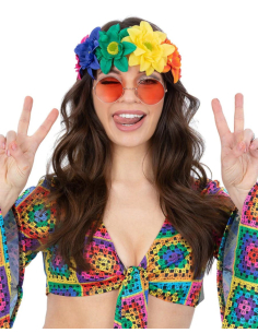 Couronne de Fleurs Hippie Arc-en-Ciel | Accessoire Festival