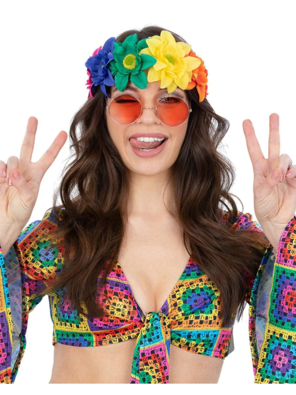 Couronne de Fleurs Hippie Arc-en-Ciel | Accessoire Festival