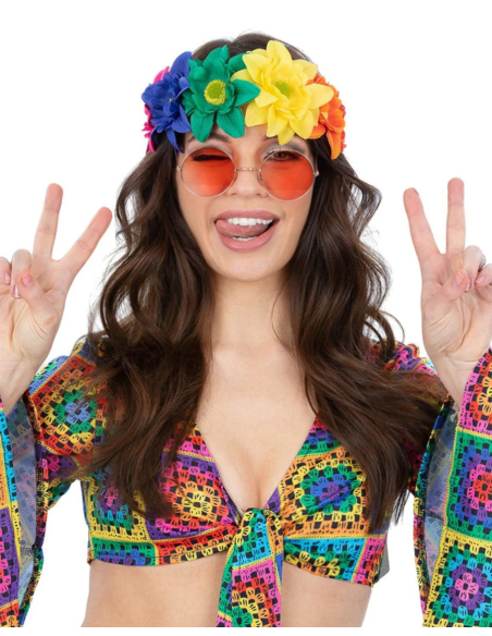 Couronne de Fleurs Hippie Arc-en-Ciel | Accessoire Festival