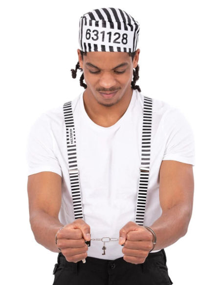 Kit de Prisonnier avec Bretelles, Chapeau et Menottes