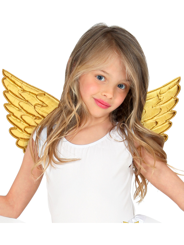 Ailes d’ange dorées en tissu rembourré pour enfant