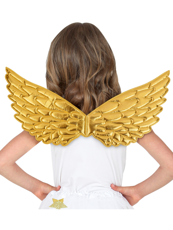Ailes d’ange dorées en tissu rembourré pour enfant